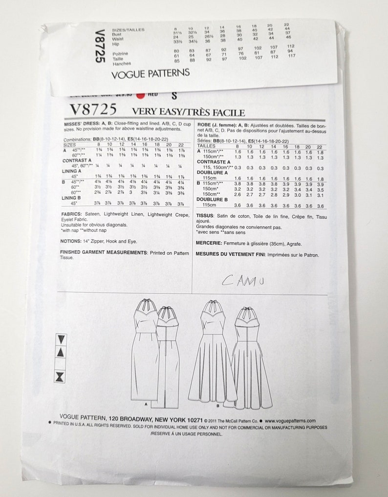 Vogue 8725 Womens Summer Halter Dress Sewing Pattern Size 6-14 - Etsy
