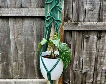 Macrame Plant Hanger, handgemaakt, katoen, cadeau, buitenshuis, decor, boho, minimalistisch, eenvoudig, kamerplantenhouder, blad, natuurlijk, macrame plank