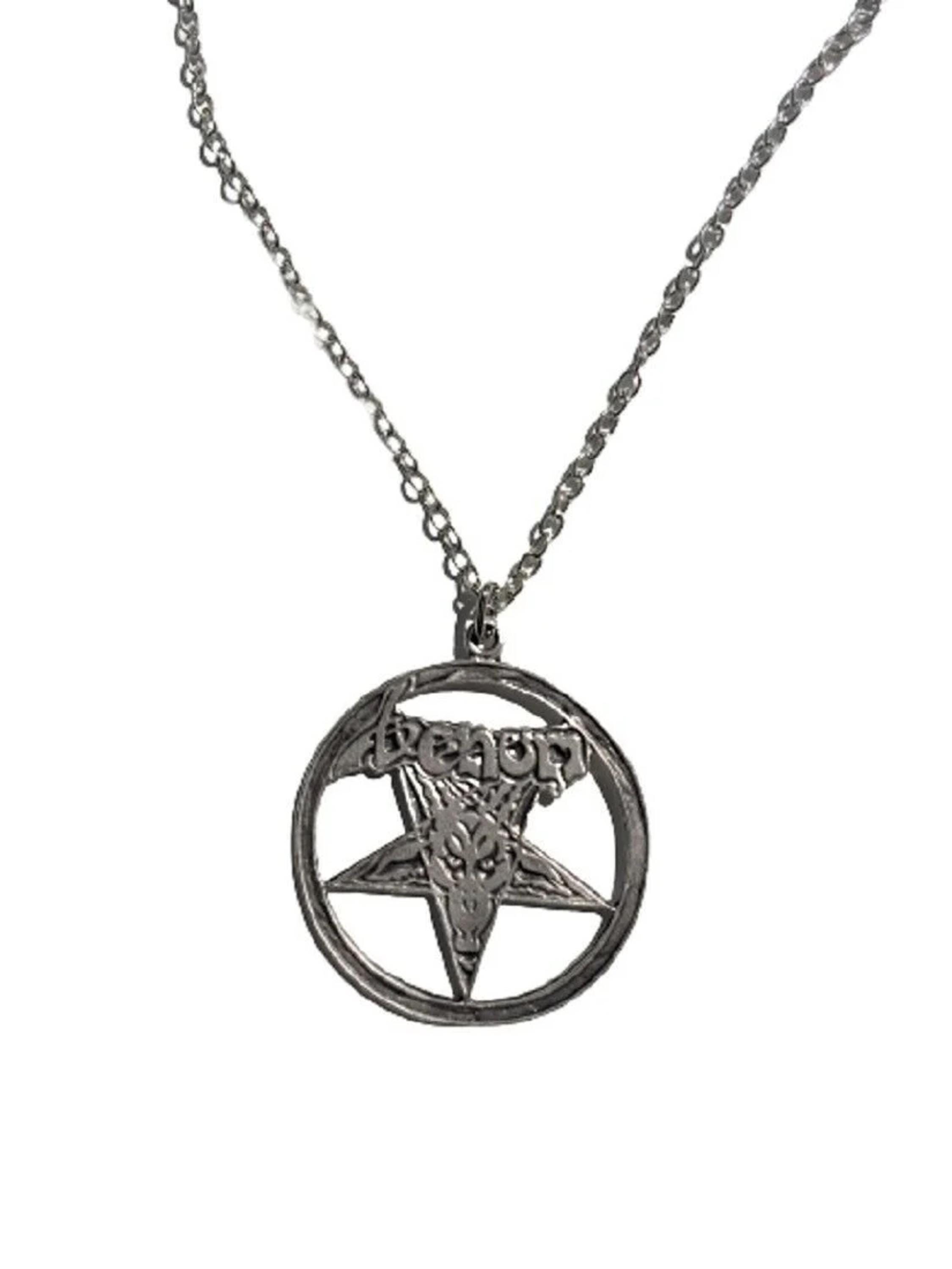 Venom Band Necklace - Black Metal Pendant, Handmade Jewelry