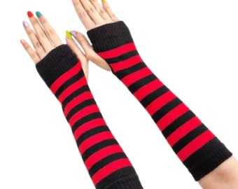 Red Black Striped Arm Socks