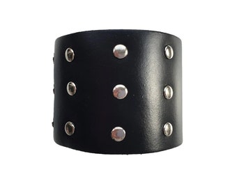 Studded Thick Leather Bracelet