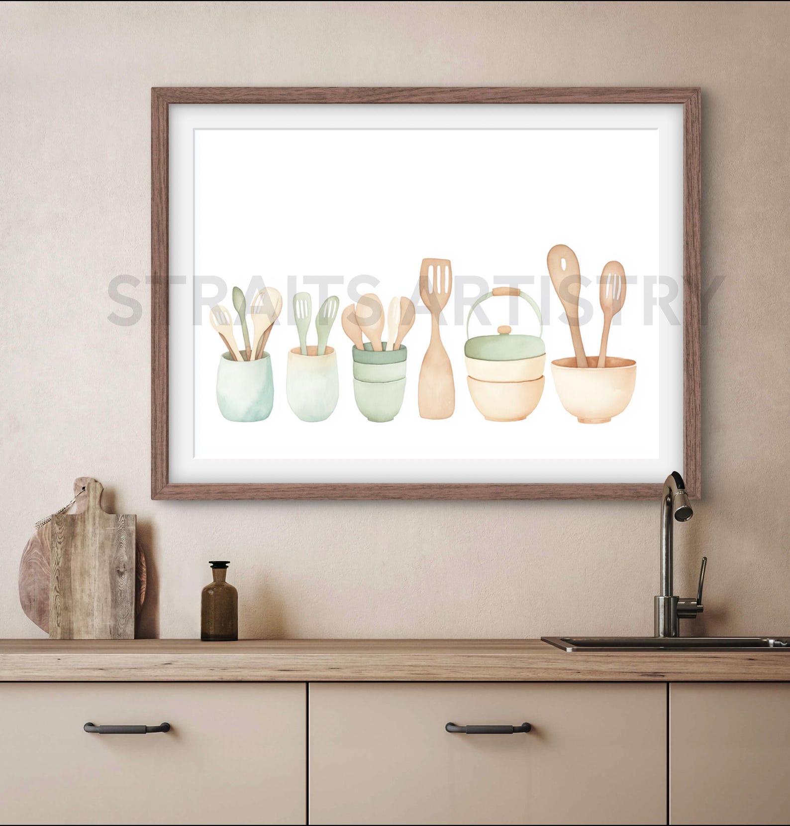 kitchen art personalized prints - utensils, cups,... Kitchen Utensil Art Print | Modern Coffee, Bakery Decor (digital ...