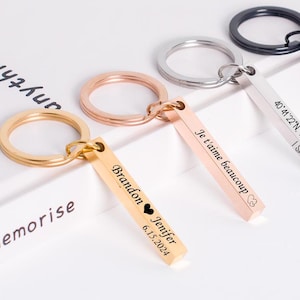 Personalized Keychain, Stainless Steel Bar Keychain, Personalized Gift for Anniversary, Engraved Gift for Men, Drive Safe Keychain
