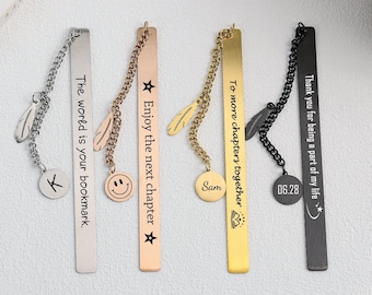 Gepersonaliseerde bladwijzer, leraar waardering cadeau, geniet van het volgende hoofdstuk, afstudeercadeau voor vrouwen, metalen jubileum bladwijzer, pensioencadeau