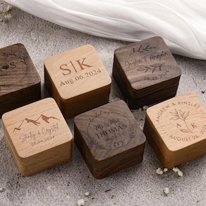 Aangepaste trouwringdoos, gepersonaliseerde gegraveerde verlovingsringdoos, houten ringdoos, ringdragerringdoos, jubileumcadeau, aanzoekringdoos