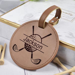 Engraved Leather Golf Tee Holder,Personalized Golf Bag Tag with Golf Tees,Custom Golf Accessories,Gifts for Grandpa, Dad Birthday Gift