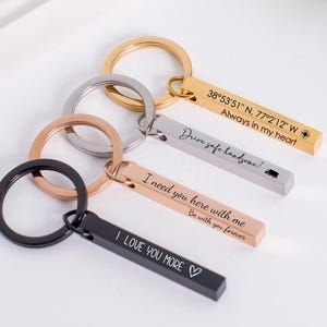 Personalized Keychain,4 Sided Keychain,Customized Keychain,Engraved Gift for Men, Drive Safe Keychain, Gift for Her/Him,Gift for Anniversary