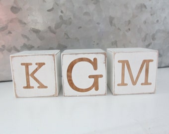 Monogram Baby Blocks  Baby Name Blocks  Initial Blocks  Letter Wood Blocks  Set of 3