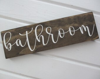 Wood Bathroom Sign, Bathroom Decor for Housewarming Gift