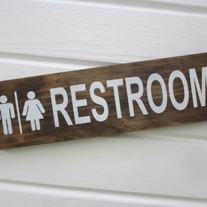 Wood Restroom Sign, Unisex Bathroom Sign, Bathroom Decor, His/Her Restroom