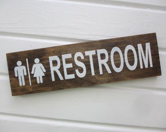 Wood Restroom Sign, Bathroom Sign, Bathroom Decor, Unisex, Bathroom People, Potty Sign