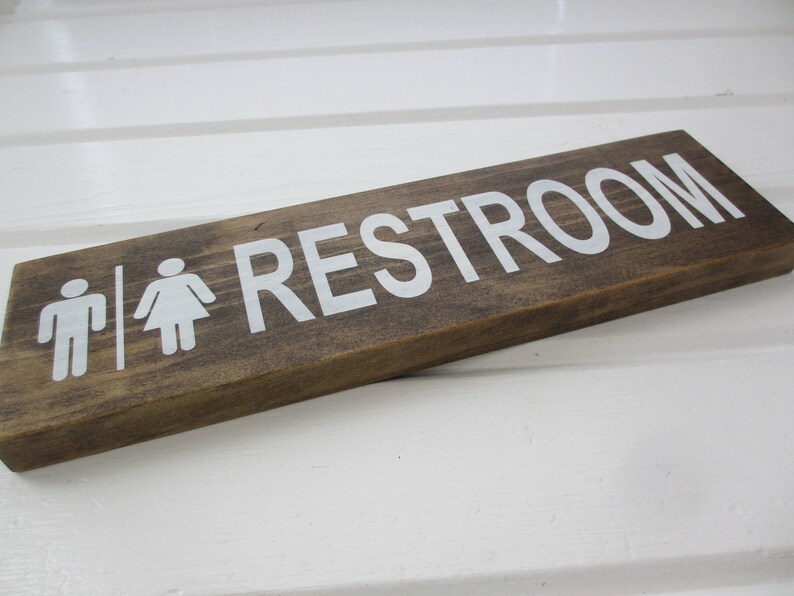 Wood Restroom Sign Etsy