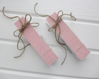 Kids Art Wall Clips - Pink Burlap 6 Inch Clothespins