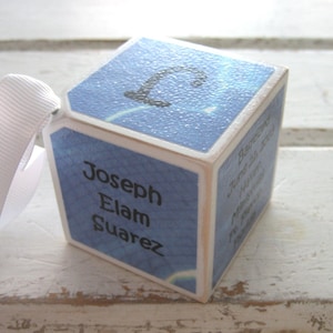 Baptism Wood Block Ornament, Personalized Baptism Gift, Baptism Keepsake, Boy Baptism, Girl Baptism