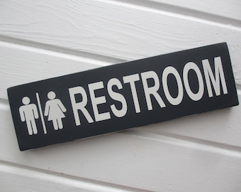 Wood Restroom Sign, Unisex Bathroom Sign, Bathroom Decor, Bathroom People