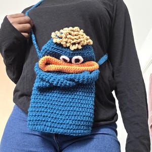 crochet mini sausage lip monster bag