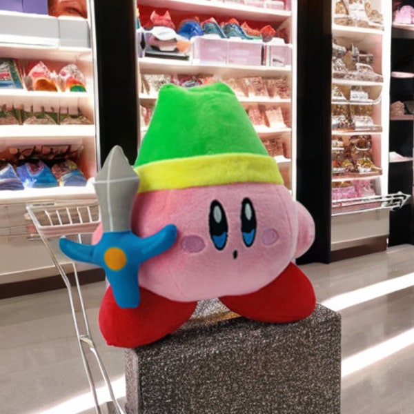 Kawaii Anime Star Kirby Sword Plush: High-Quality Stuffed Peluche, Great Cartoon Toys Gift for Children 20 CM