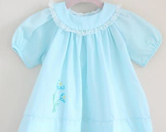 Arim Closet Vintage Blue Navy Ribbon Baby Cotton Dress