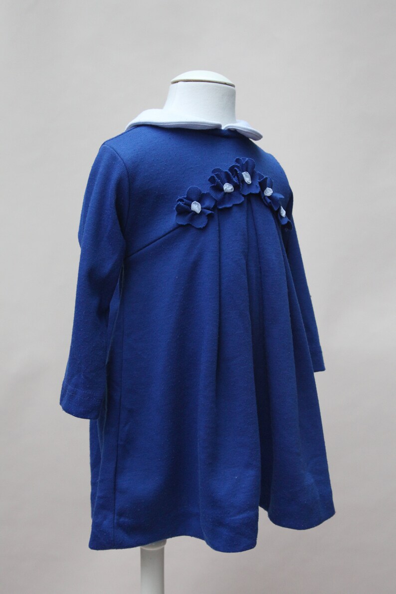 Vintage Toddler Dress Blue Florence Eiseman Knit Dress Size 24M