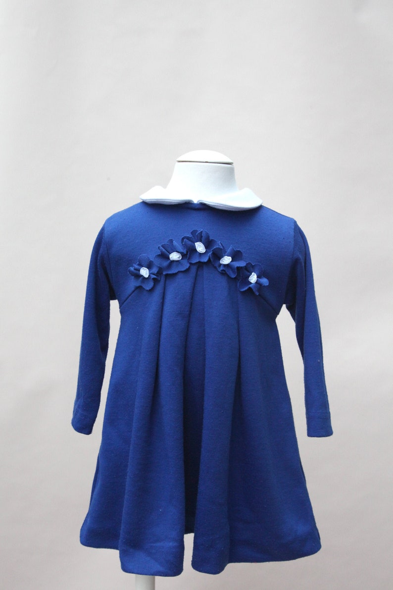 Vintage Toddler Dress Blue Florence Eiseman Knit Dress Size 24M