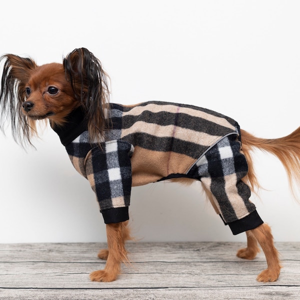 24 cm 100% wool pajama / Overall / Dog pajama / Soft overall / Dog Clothing / Dog suit