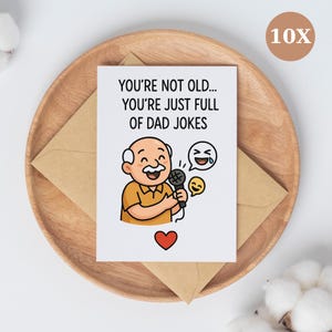 Funny Dad Joke-kaartenset - You're Not Old Just Full of Dad Jokes - Vaderdagkaarten - 10 stuks met envelop en gratis sticker