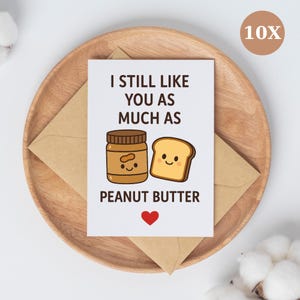 Süßes Erdnussbutter Karten-Set - Du bist immer so lieb wie die Erdnussbutter - Lustige Liebeskarten - 10er Pack mit Umschlag & gratis Sticker