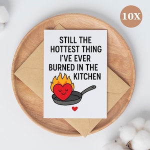 Lustiges Liebeskartenset - Still the Hottest Thing I've Burned - Flirty Paar Karten - 10er Pack mit Umschlag & gratis Sticker