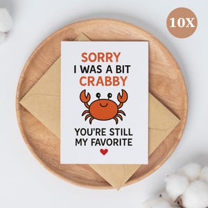 Divertidas tarjetas de disculpa: "Perdón por estar un poco malhumorado, sigues siendo mi favorito". Paquete de 10 con sobre y pegatina gratis.