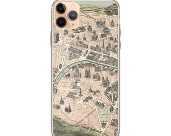 Vintage Paris France Map iPhone Case