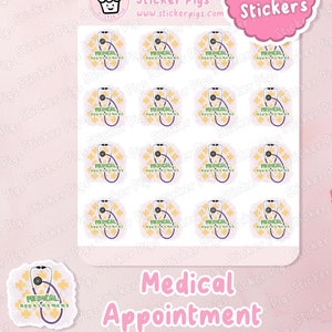 Medical Appointment Planner Stickers - Doctor&#39;s Appointment - Journal Stickers - Matte Vinyl Stickers- Health Theme Sticker Sheet