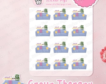 Group Therapy Planner Stickers - Matte Vinyl Planner & Journal Stickers - Self-Care, Mindfulness - Mental Health Theme Sticker Sheet