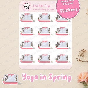 Yoga in Spring Planner Stickers |   Matte Vinyl Journal & Planner Stickers - Spring seasonal, workout, exercise, self-care Sticker Sheet