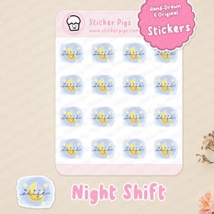 Night Shift Stickers | Matte Vinyl Journal & Planner Stickers - Shift Work, Nursing, Medical, Healthcare, Occupation Sticker Sheet