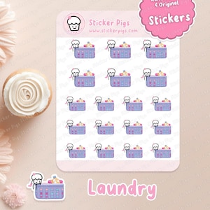 Wäschetag Aufkleber | Matte Vinyl Journal & Planner Stickers, Haushaltsführung, Chore Theme Sticker Sheet