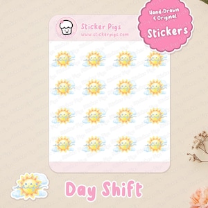 Day Shift Stickers | Matte Vinyl Journal & Planner Stickers - Shift Work, Nursing, Medical, Healthcare, Occupation Sticker Sheet