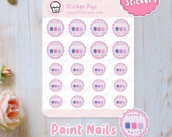 Beautiful Painting Nails Stickers | Matte Vinyl Journal & Planner Stickers -Beauty, Self-Care, Spa Day, Nail polish Theme Sticker Sheet