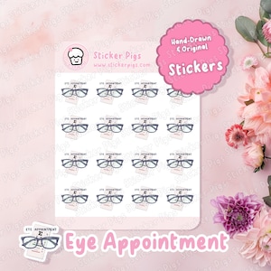 Eye Appointment Planner Stickers - Optometrist Appointment - Journal Stickers - Matte Vinyl Stickers- Health Theme Sticker Sheet
