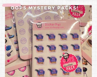 OOPS Mystery Sticker Sheet Packs - 5 fogli di adesivi IMPERFETTI per confezione! Tema CASUALE - Assortimento casuale *Limitato*