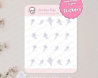Sweet Little Ghosts Stickers | Matte Vinyl Journal & Planner Stickers - Festive, Fall/Autumn, Spooky Halloween Sticker Sheet