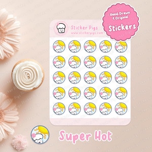 Adesivi carini con personaggi del meteo super caldo / Adesivi in vinile opaco per diario e planner - Foglio di adesivi con personaggi cupcake con monitoraggio meteo unico