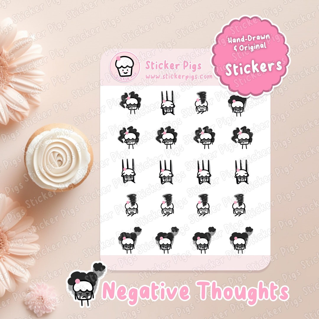 Negative Thoughts Stickers | Matte Vinyl Journal & Planner Stickers ...