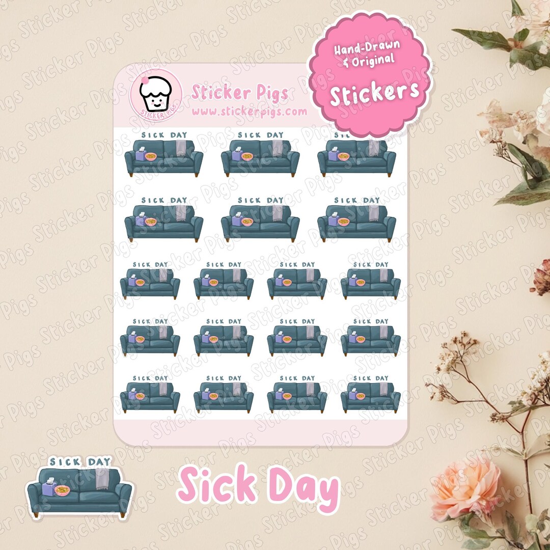 Less Sick Sticker Vector Sick Day Planner Stickers | Matte Vinyl Journal & Planner Stickers ...