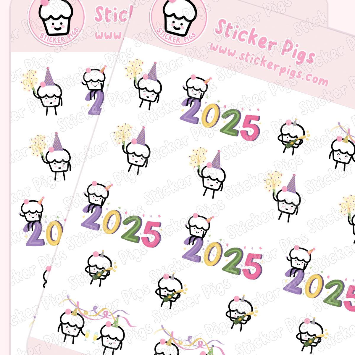 New Year 2025 Stickers | Matte Vinyl Journal / Planner Stickers - Happy ...