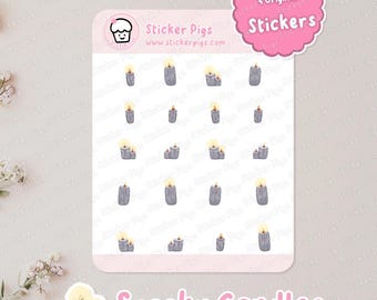 Spooky Candles Stickers | Matte Vinyl Journal & Planner Stickers - Festive, Fall/Autumn, Spooky Halloween Sticker Sheet