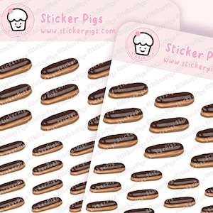 Chocolate Eclair - Planner Stickers -  Journal Stickers - Matte Transparent Bakery Theme Sticker Sheet