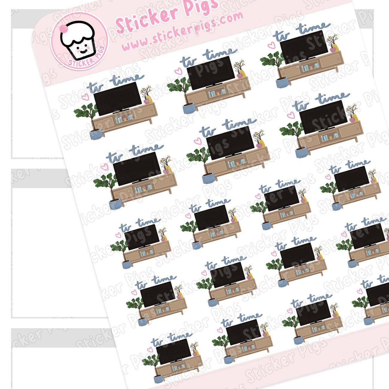 Cute TV Time Stickers | Matte Vinyl Journal & Planner Stickers ...