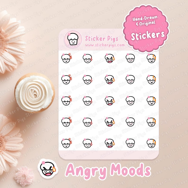 Sticker Emotion Angry Angry Mood/emotions Stickers| Matte Vinyl Planner & Journal Stickers ...