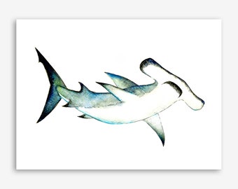 Hammerhead Shark Fine Art Print, Shark Week, Florida Sharks, Ocean Life, Scuba Diver Art, Beach House Art, Ocean Life Art