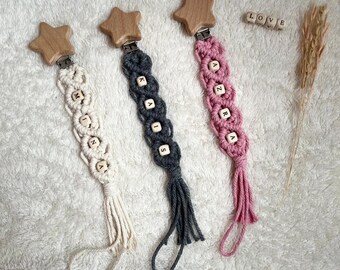 Macrame pacifier clip